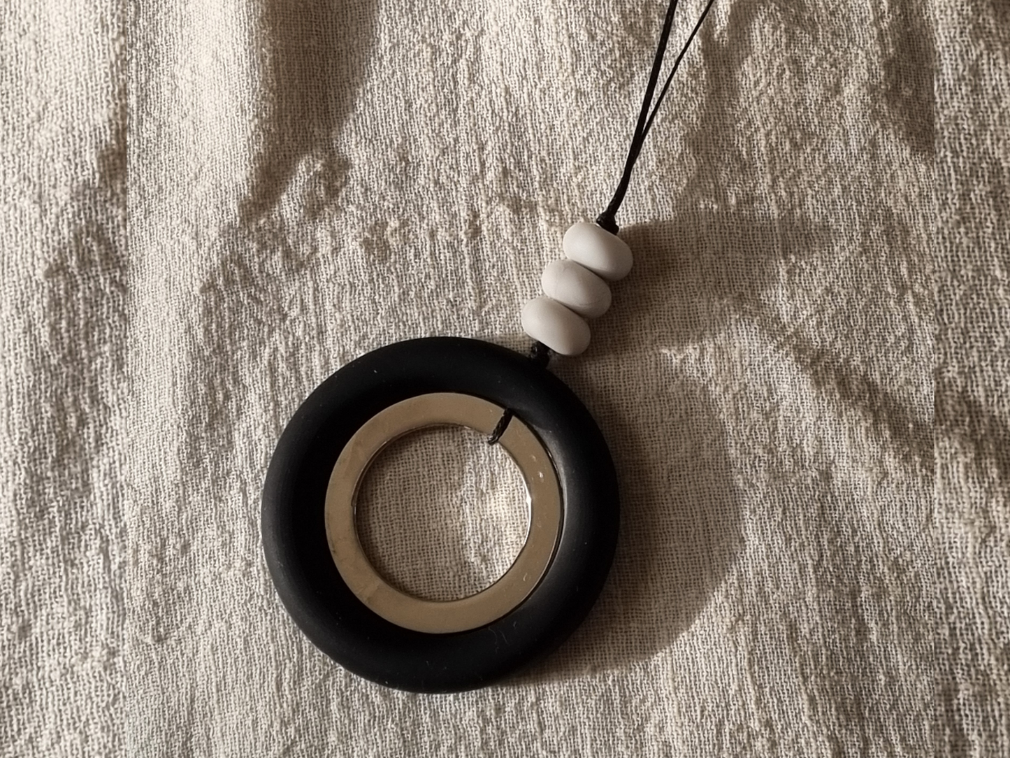 Black and steel rings nursing necklace