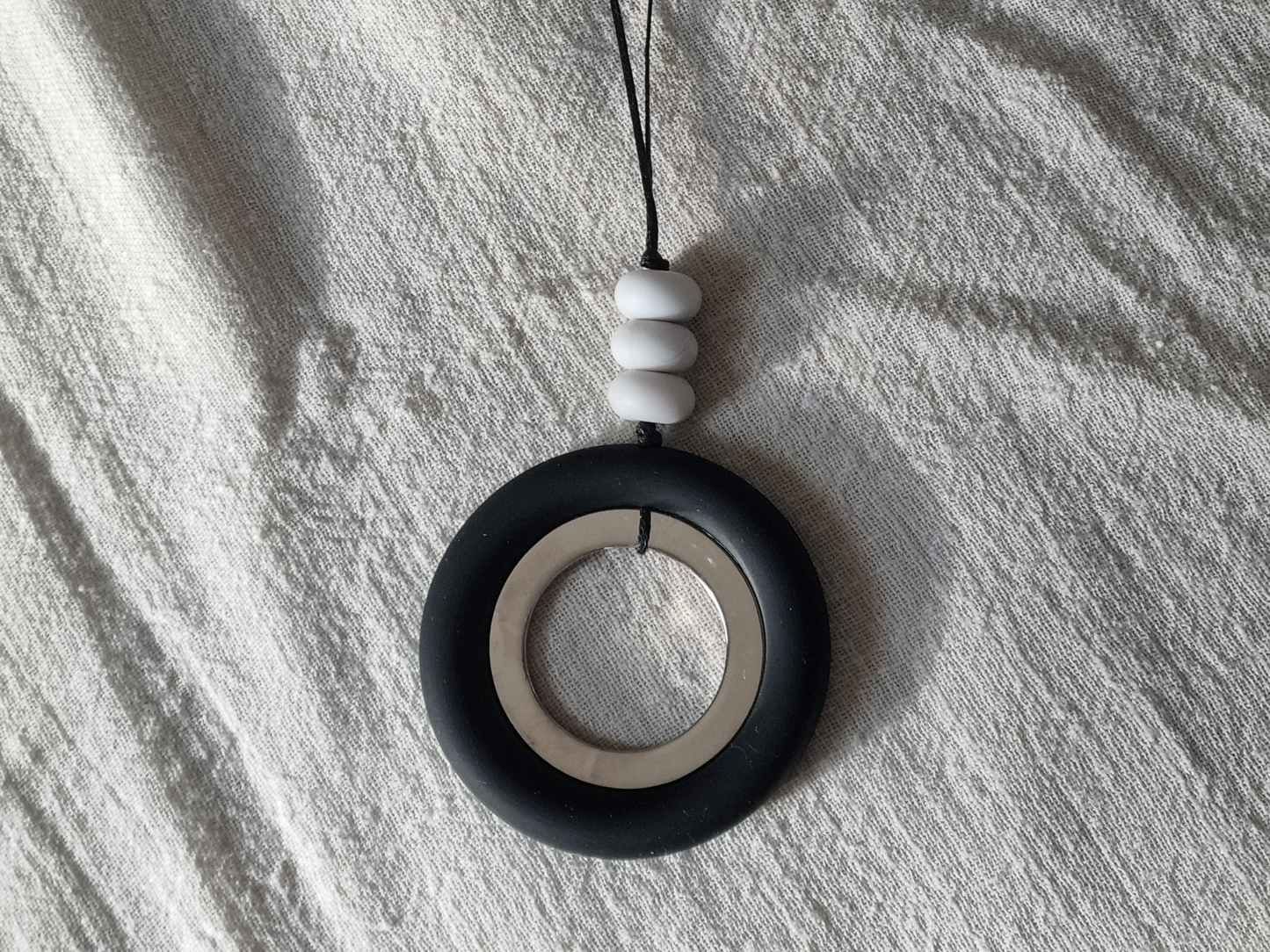 Black and steel rings nursing necklace