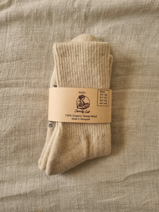 White Unisex Wool Socks