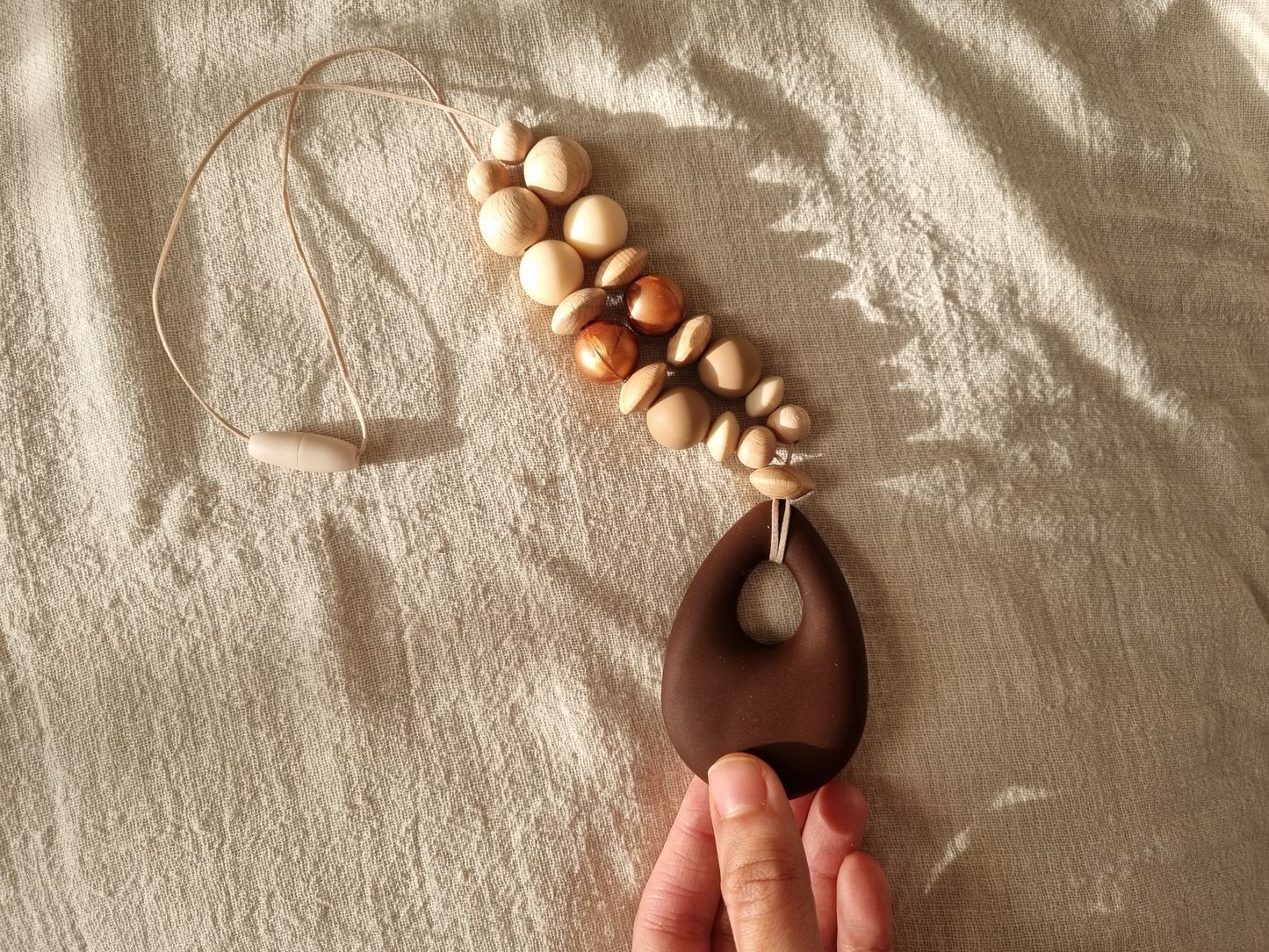 Brown teardrop silicon nursing necklace