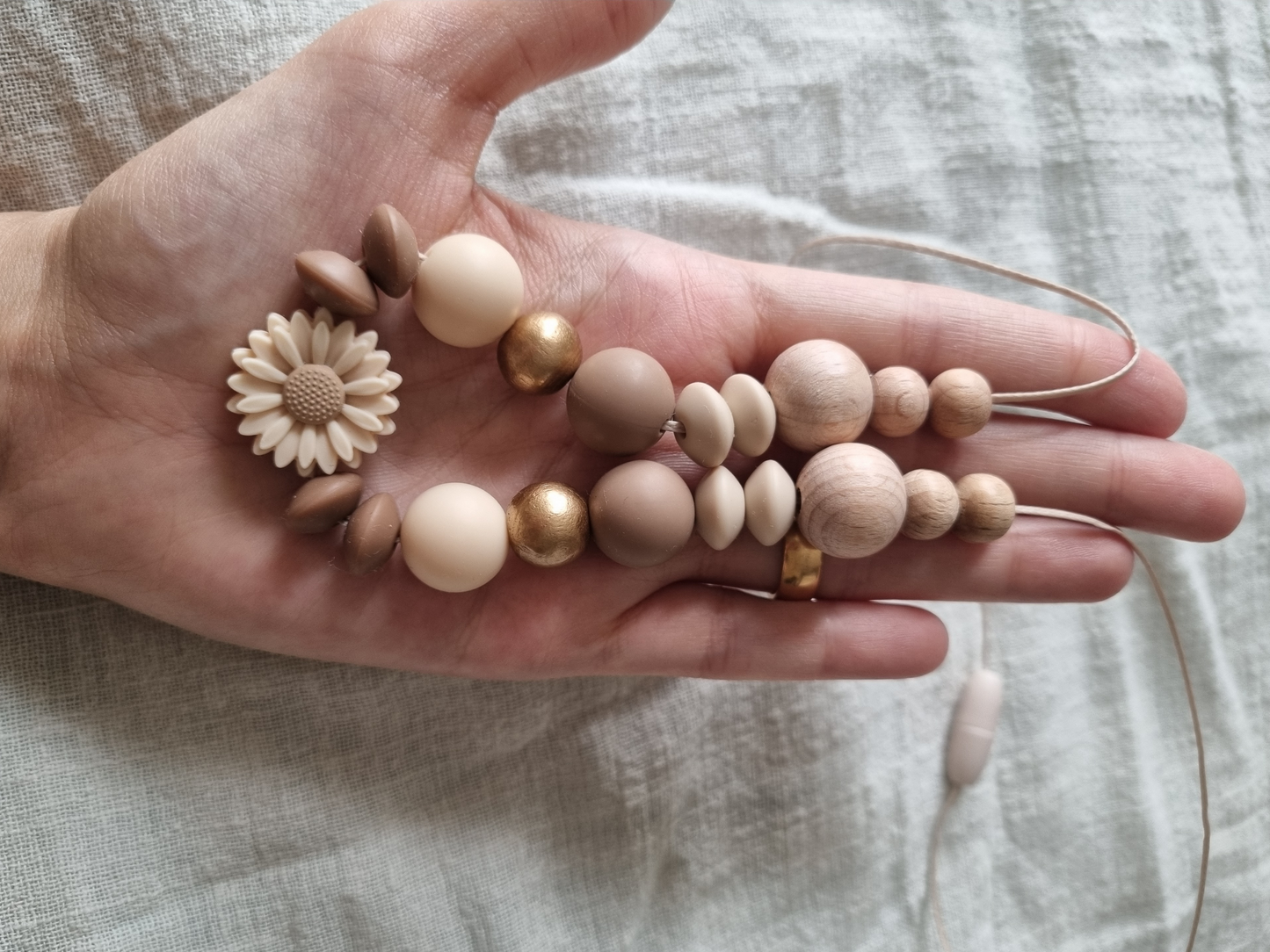 Beige Flower Nursing Necklace