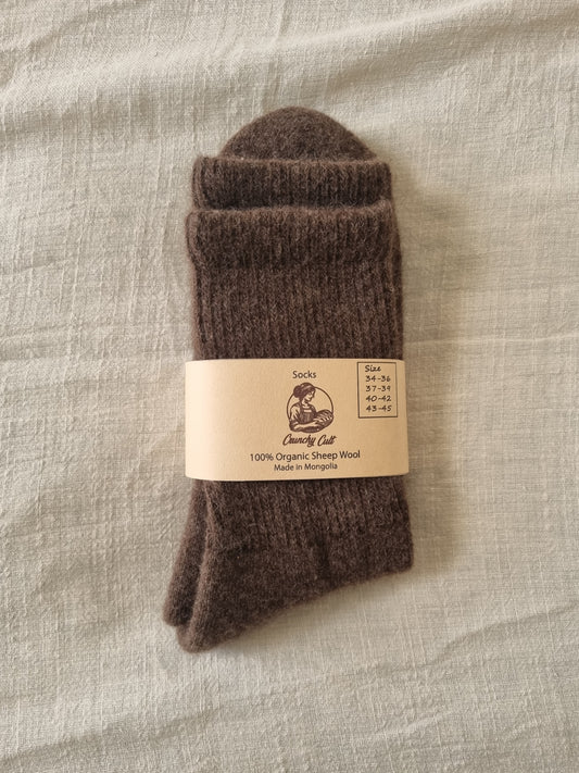 Brown Unisex Wool Socks