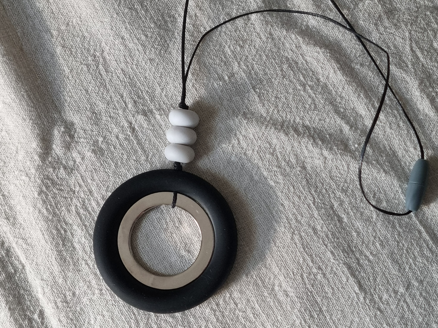 Black and steel rings nursing necklace