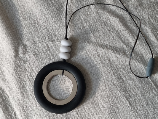 Black and steel rings nursing necklace