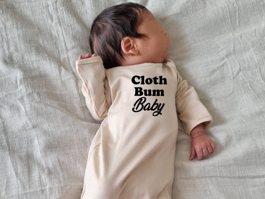 Cloth Bum Baby" knotted sleep gown