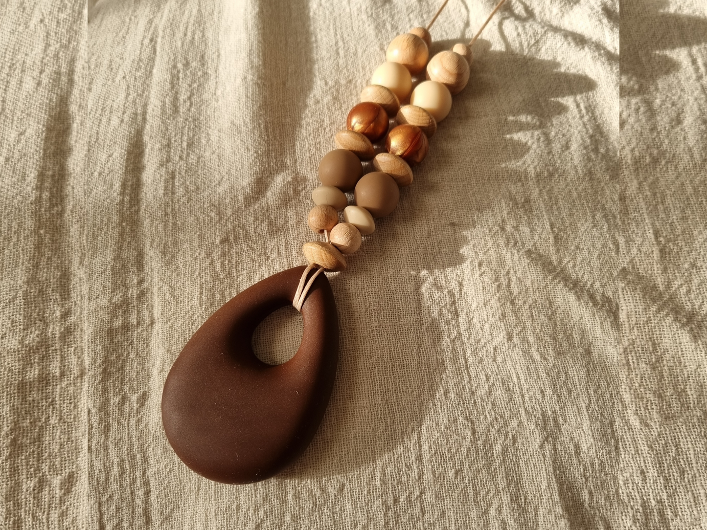Brown teardrop silicon nursing necklace