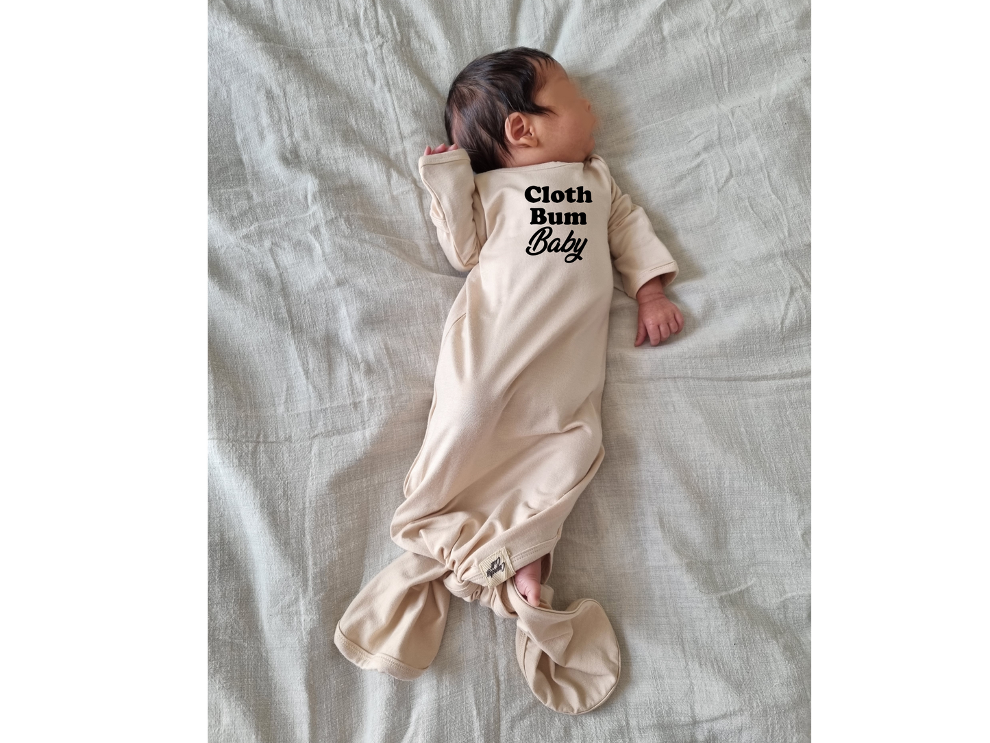 Cloth Bum Baby" knotted sleep gown