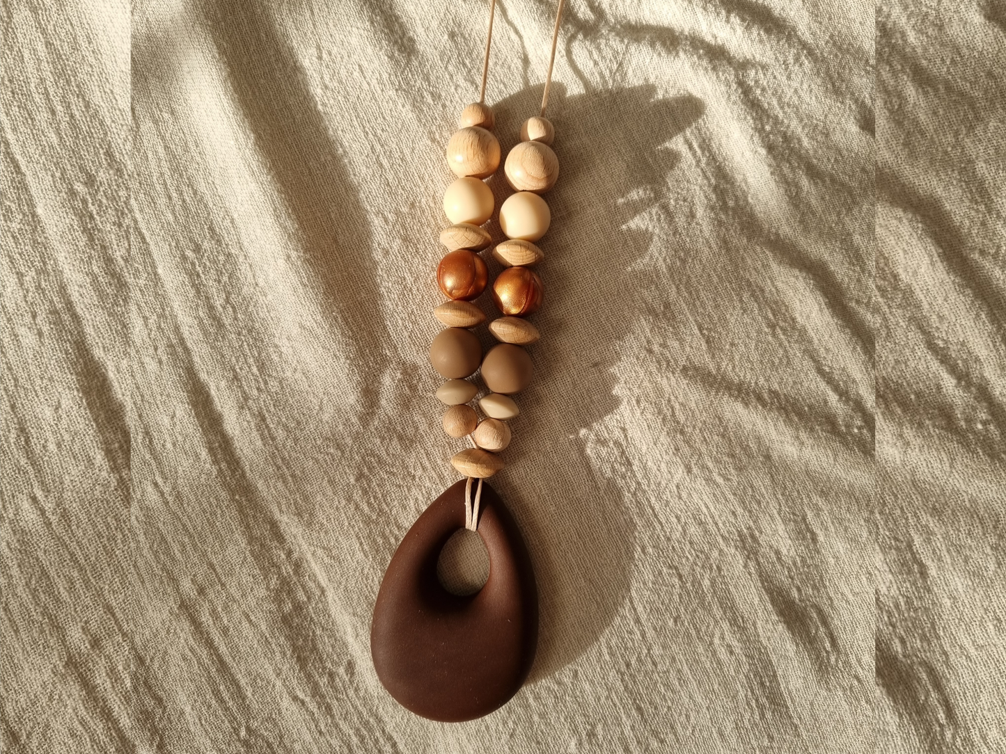 Brown teardrop silicon nursing necklace