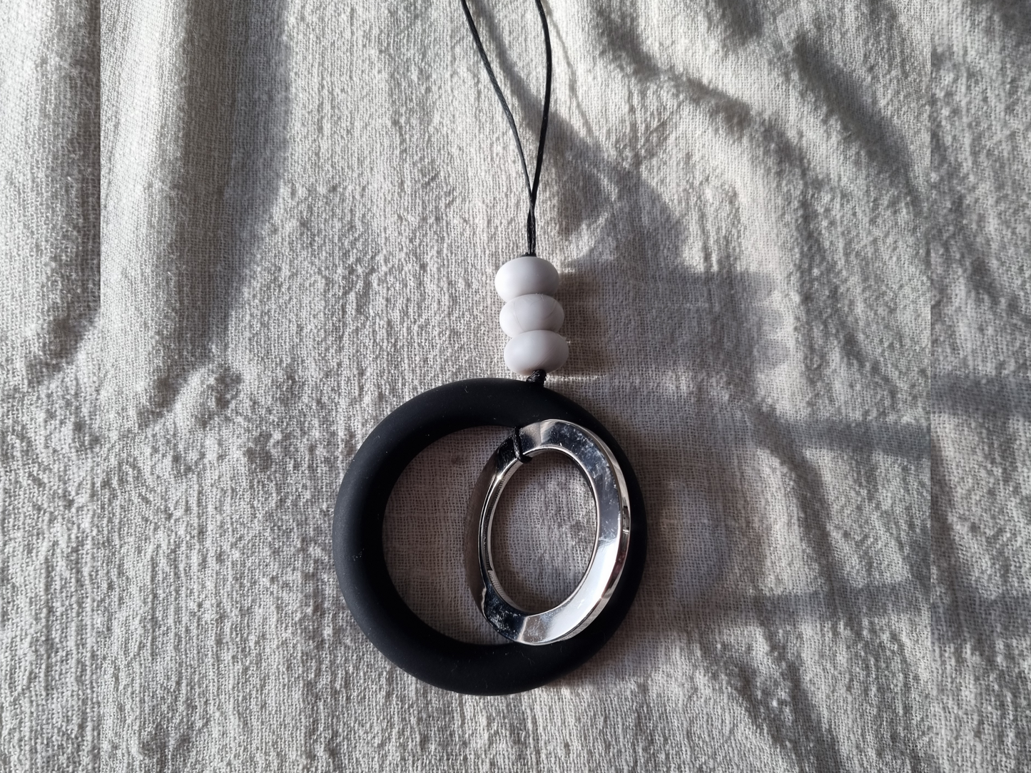 Black and steel rings nursing necklace