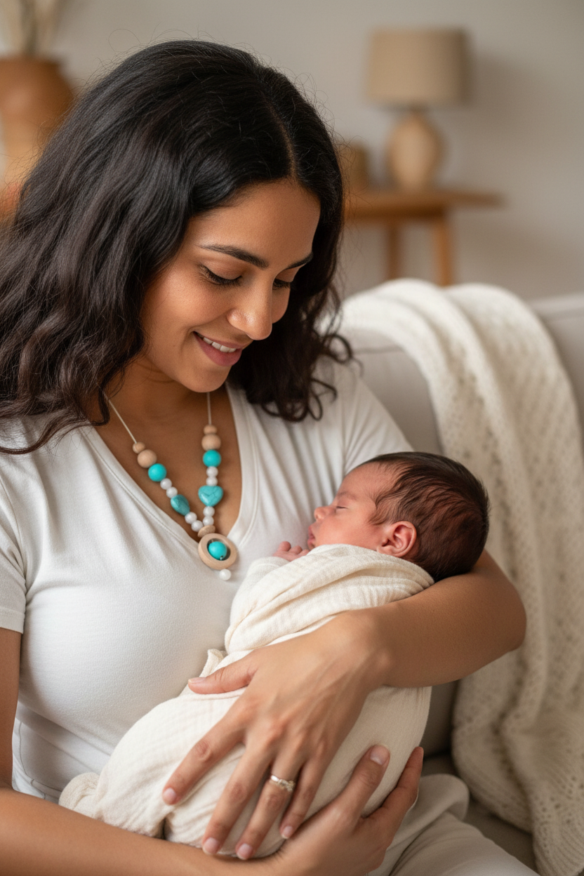 Tourquise Gemstone Nursing Necklace
